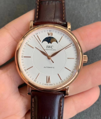 MKS廠複刻萬國柏濤菲諾系列月相自動機械男表 玫瑰金白麵