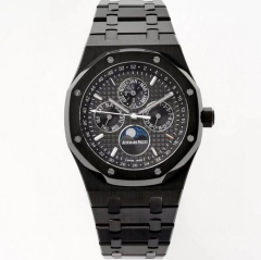 BF廠愛彼皇家橡樹系列26574黑鋼萬年曆機械男表