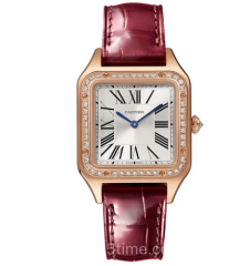 F1廠複刻山度士系列WJSA0016杜蒙腕表 玫瑰金鑲鑽石英女表 大號31mm 小號27mm