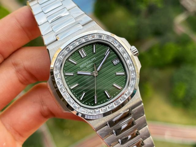 3K廠百達翡麗鸚鵡螺 40周年綠面方鑽324一體機芯
