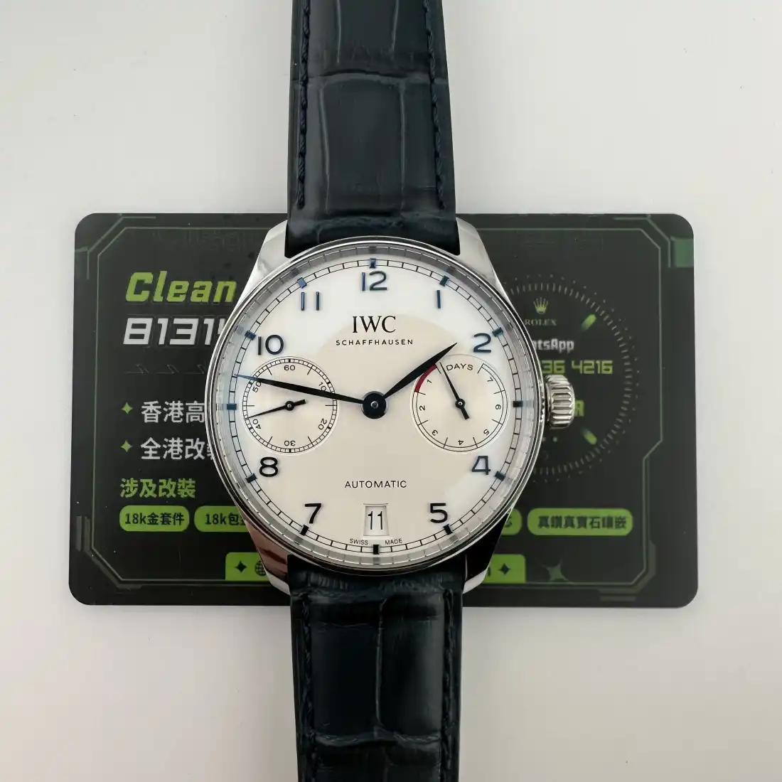 Clean Factory IWC 白盤實拍 錶冠上鏈與校時操作