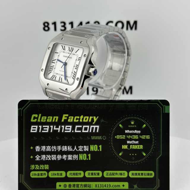 BV廠Cartier/卡地亞山度士系列男女同款35.1mm白色