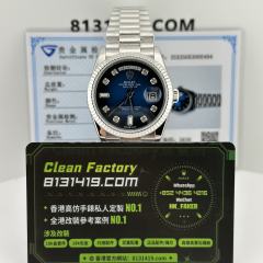 高端訂製高仿勞力士DayDate系列m128239-0023煙熏藍18K包金