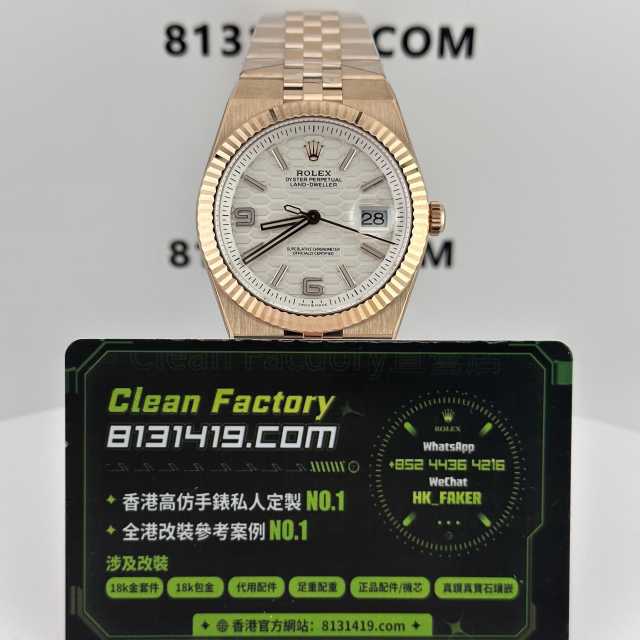 高仿勞力士LAND-DWELLER/陸使型m127335-0001玫瑰金白面