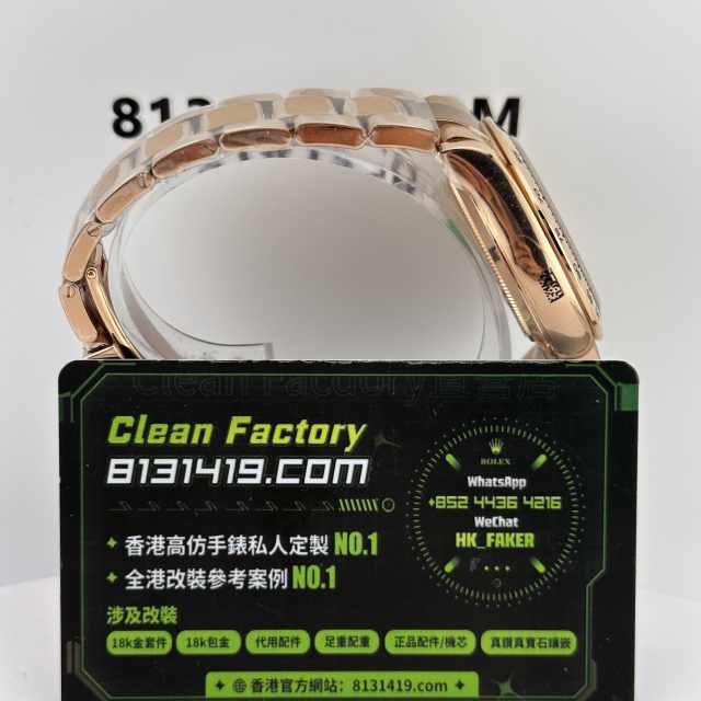 高仿勞力士地通拿m116505-0011玫瑰金羅馬面足重227克