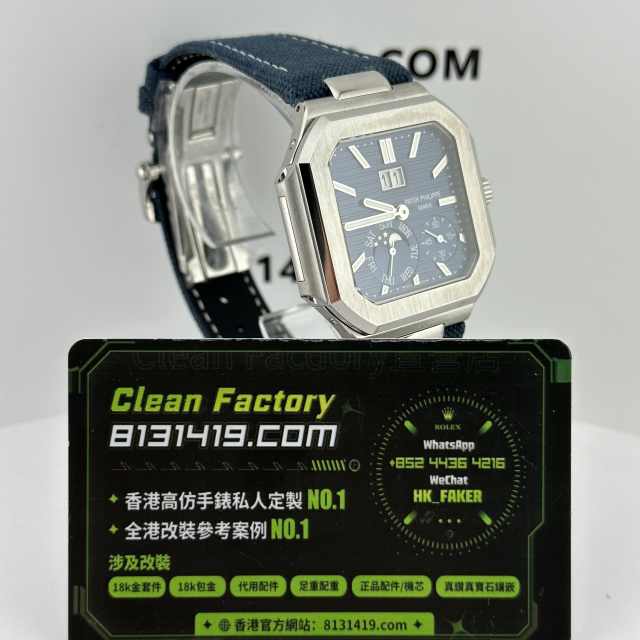 私人訂製高仿百達翡麗CUBITUS系列5822P-001月相電視機