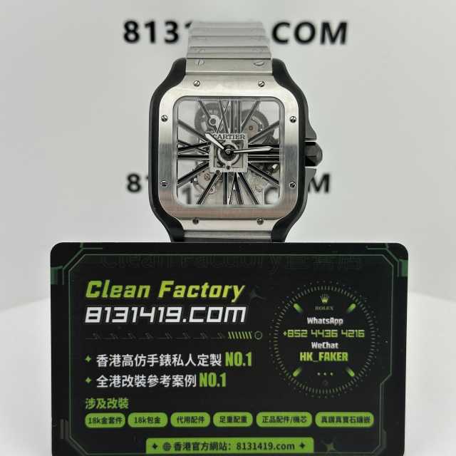 ML廠Cartier山度士系列鏤空版WHAS0027鋼黑