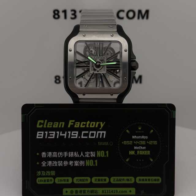 ML廠Cartier山度士系列鏤空版WHAS0027鋼黑