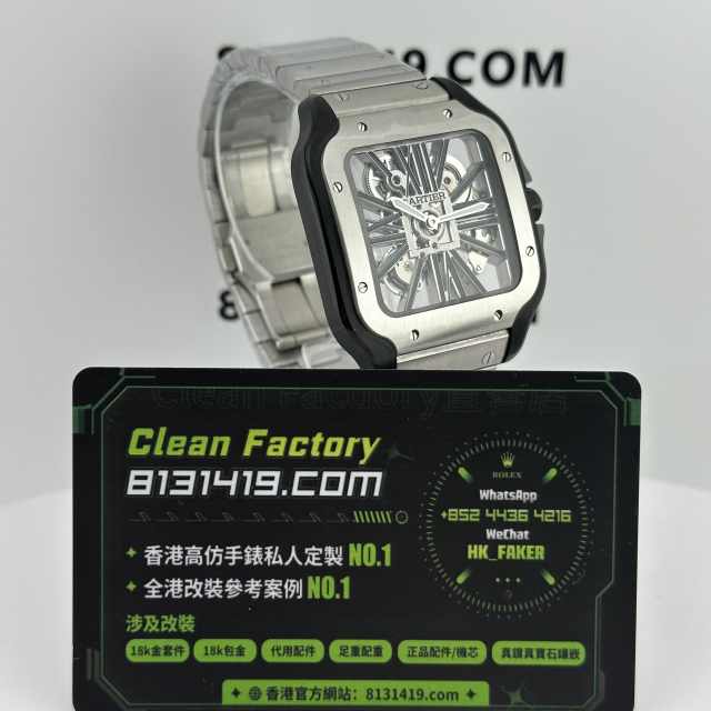 ML廠Cartier山度士系列鏤空版WHAS0027鋼黑