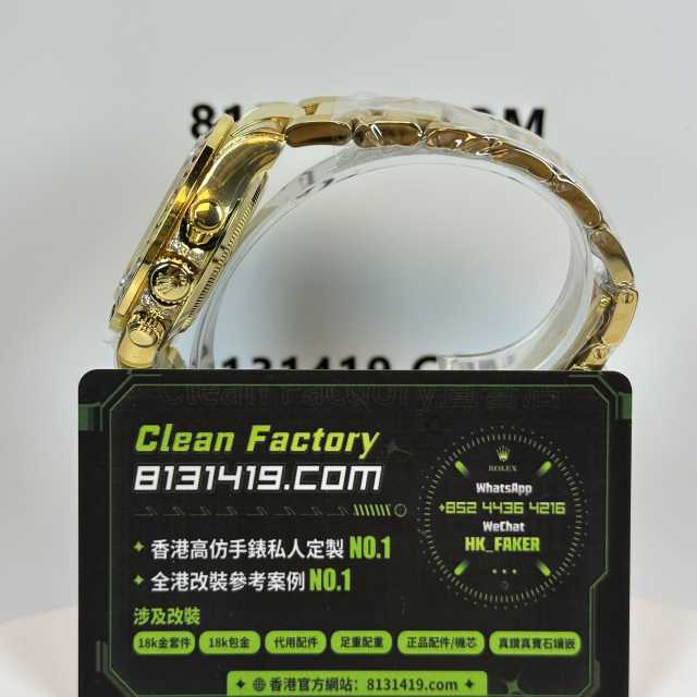 私人訂製高仿勞力士地通拿116598RBOW-0004黃金彩虹地206克