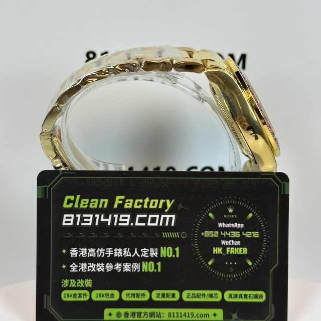 私人訂製高仿勞力士地通拿116598RBOW-0004黃金彩虹地206克