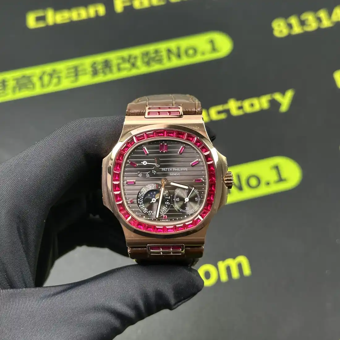 GR廠百達翡麗5712R玫瑰金鑲鑽 訂製Cal.240機芯實拍 Clean Factory 8131419.COM