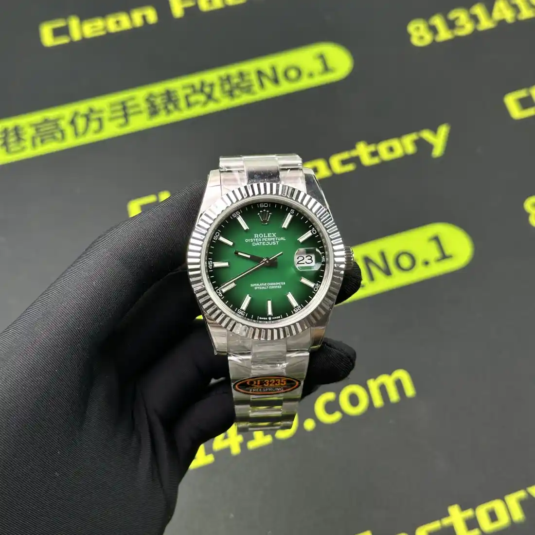 QF廠日誌m126334-0033煙熏綠 無卡度3235機芯實拍 Clean Factory 8131419.COM