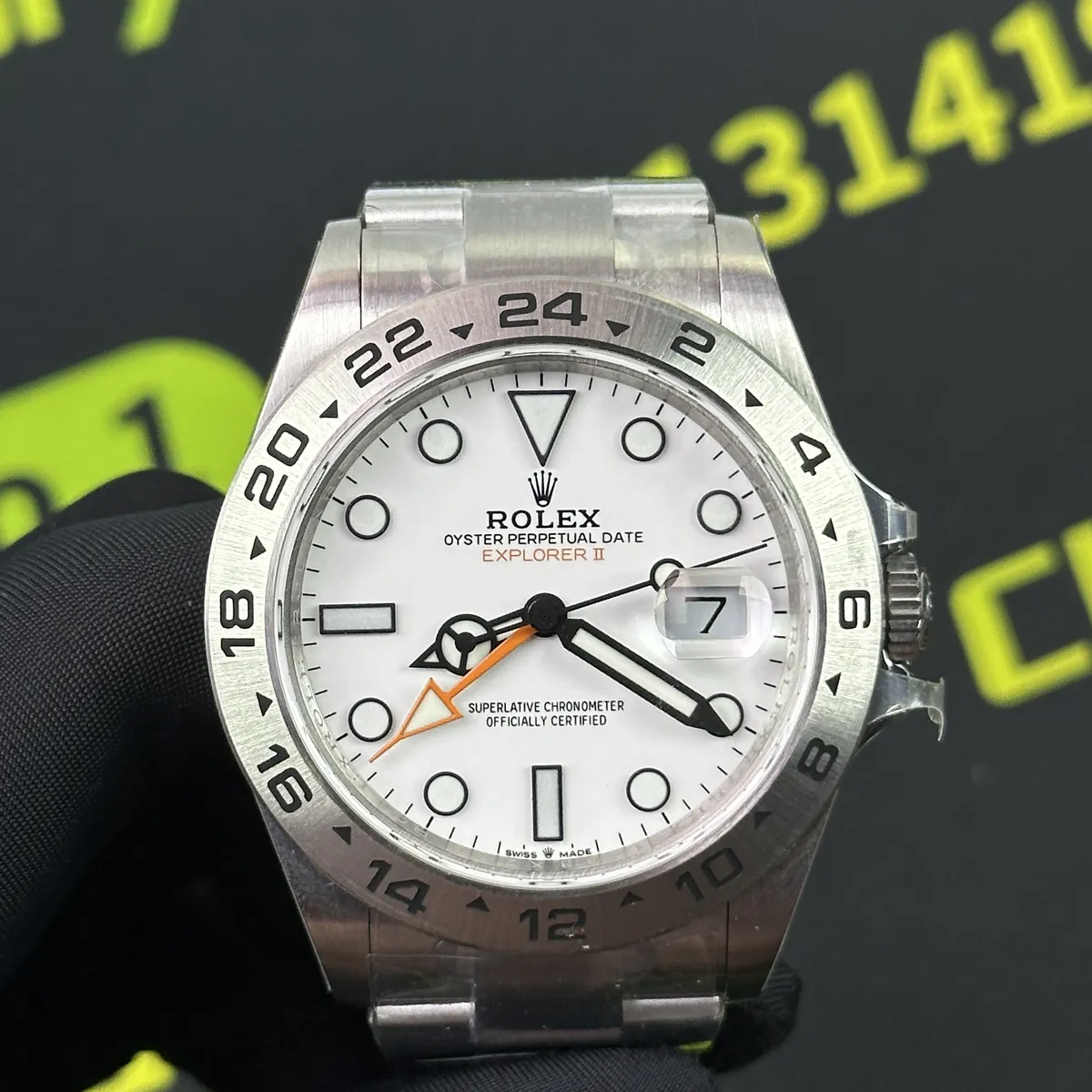 QF 廠 Explorer 2 探險家二 m226570 白面盤面細節實拍 橙色 GMT 指針 日期窗