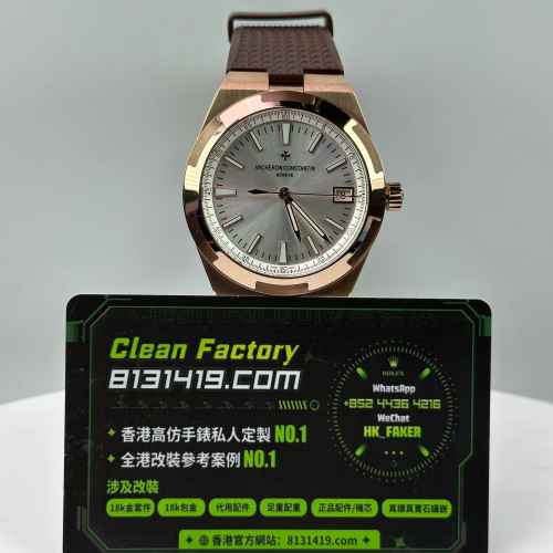 K1廠江詩丹頓縱橫四海系列4500V/000R-B127玫瑰金膠帶銀盤