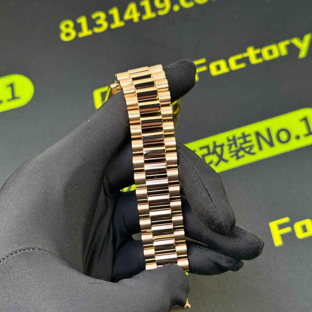 高仿DayDate 228235玫瑰金總統錶帶實拍 18K包金