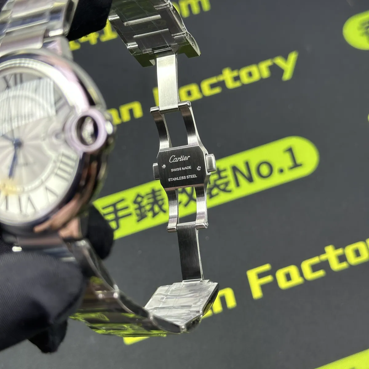 CR廠卡地亞藍氣球WSBB0049蝴蝶扣特寫實拍 Clean Factory卡片 8131419.COM