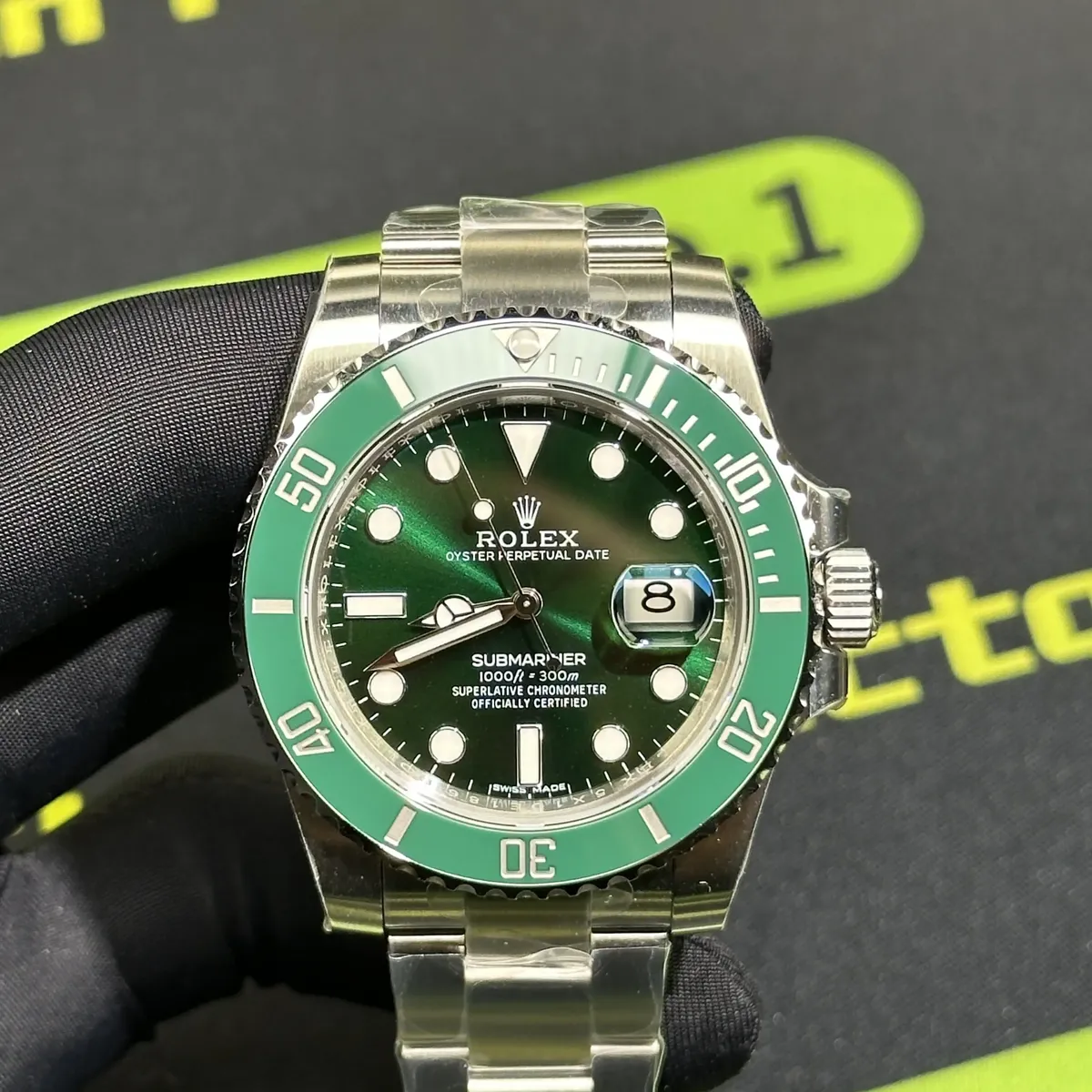 VS廠綠水鬼116610LV整錶配蠔式錶帶實拍 Clean Factory卡片 8131419.COM