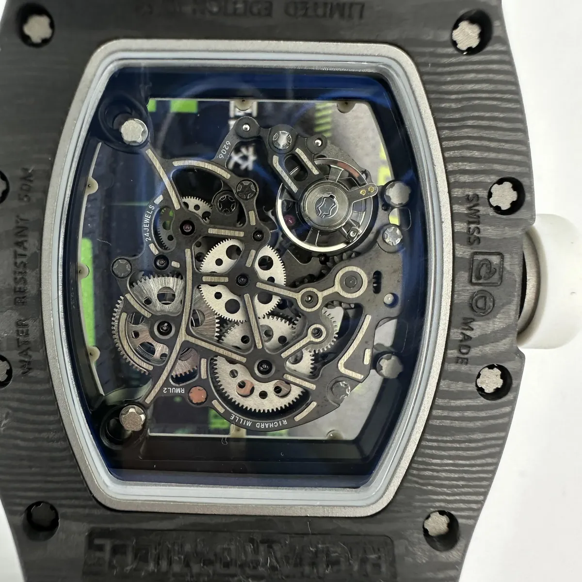 BBR廠RM055鏤空盤面特寫 白寶石避震器 Clean Factory 8131419.COM