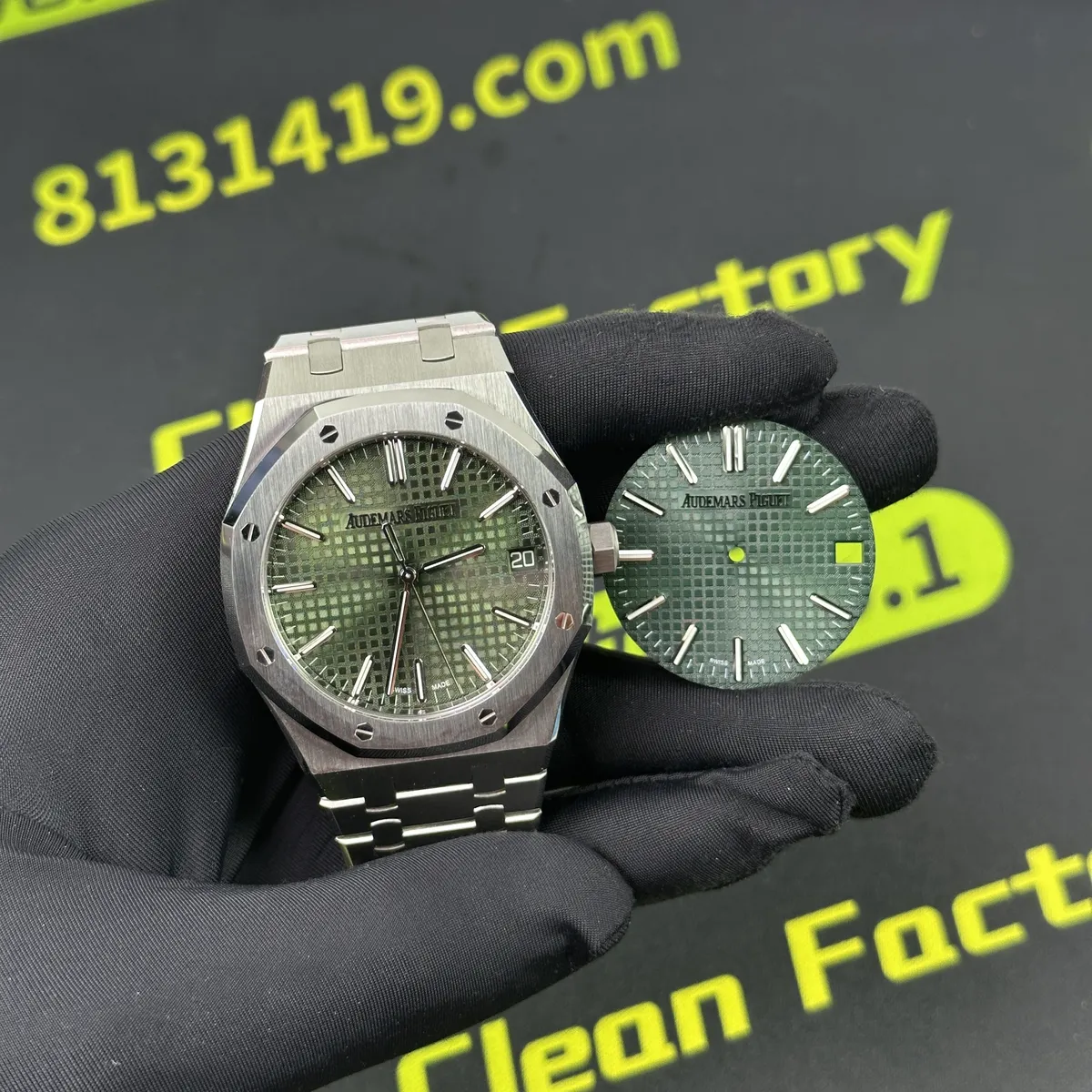 AP皇家橡樹綠盤改裝 整錶vs拆下原廠盤對比實拍 Clean Factory 8131419.COM