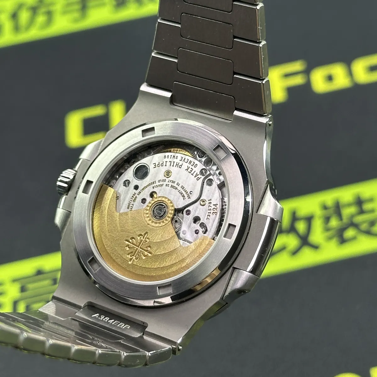 PP5711 Cal.324機芯雕夾板特寫 背透實拍 Clean Factory 8131419.COM