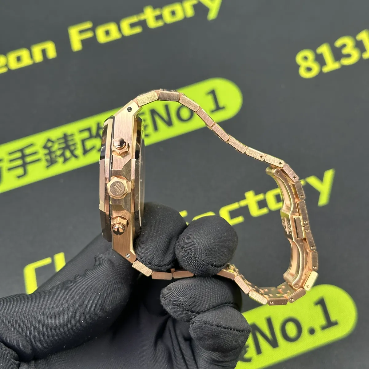 DDF廠26240OR側面實拍 旋入式錶冠計時按鈕18K包金 Clean Factory 8131419.COM
