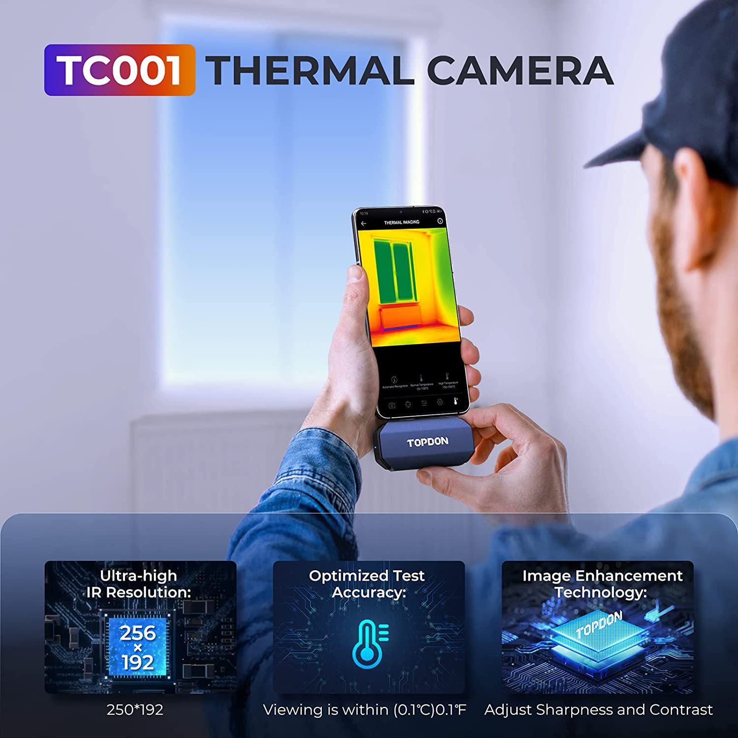 Topdon Tc001 Thermal Imaging Camera Works for Smartphones and Tablets & PC(not for iOS)