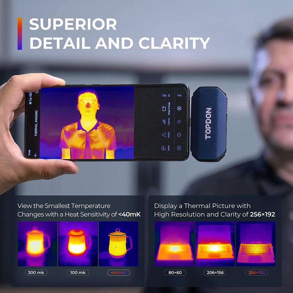 Topdon Tc001 Thermal Imaging Camera Works for Smartphones and Tablets & PC(not for iOS)