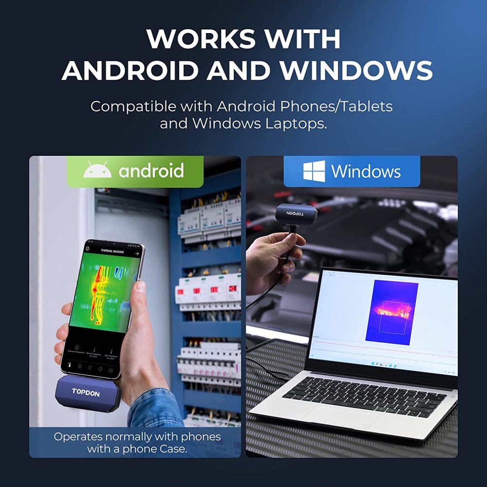 Topdon Tc001 Thermal Imaging Camera Works for Smartphones and Tablets & PC(not for iOS)