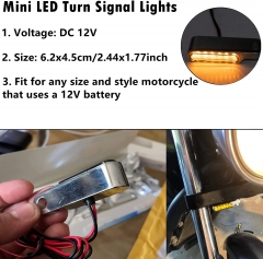 Mini Motorcycle Turn Signal Light 12V LED Indicator Blinker Universal Bike Rear Lamp (Silver)