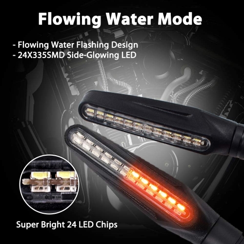 Motorcycle Indicator Lights Flowing LED Turn Signal Lights Blinkers Brake Light Daytime Running Light Rear Front 12V for Motorbike Scooter Quad Cruiser Harley Kawasaki Yamaha Suzuki Off Road