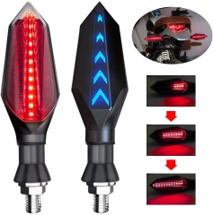 Universal Motorcycle Motorbike Turn Signal Indicator Lights Red Flowing,Arrow Blue DRL Daytime Running Lights for Yamaha Suzuki Kawasaki