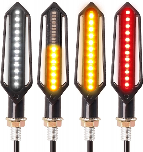 Motorcycle Indicators Flowing Turn Signal Lights Motorbike Turning Indicators Daytime Running Lights Brake Lights 12V for Motorcycle Motorbike Scooter Quad Cruiser Off Road