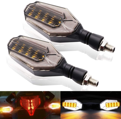 Motorcycle Turn Signal Indicator Amber/Green Double Colors Front Rear Running Lights for Motorbike Yamaha Kawasaki Honda BMW Suzuki