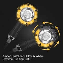 Motorcycle Turn Signal Red/Sequence Amber LED Indicator Light Daytime Running Lights DRL Switchback Glow for Motorcycle