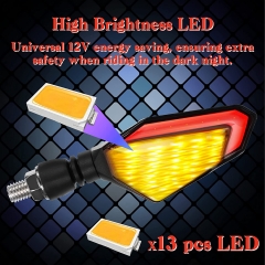Motorcycle Led Turn Signal Lights 12V DC Rear Indicators Yellow Red Motorcycle Turn Lights 10 mm 13 LED Motorcycle Blinker Front Rear Lights for Motorbike