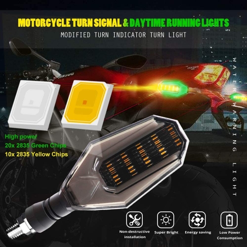 Motorcycle Turn Signal Indicator Amber/Green Double Colors Front Rear Running Lights for Motorbike Yamaha Kawasaki Honda BMW Suzuki