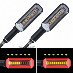 Motorcycle Flowing Water Turn Signal Light LED Running Light With White DRL Indicator Stop Brake Lamp Motocross Flasher Blinker