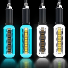 Motorcycle Flowing Water Turn Signal Light LED Running Light With White DRL Indicator Stop Brake Lamp Motocross Flasher Blinker