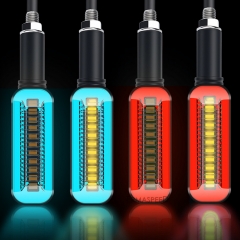 Motorcycle Flowing Water Turn Signal Light LED Running Light With White DRL Indicator Stop Brake Lamp Motocross Flasher Blinker