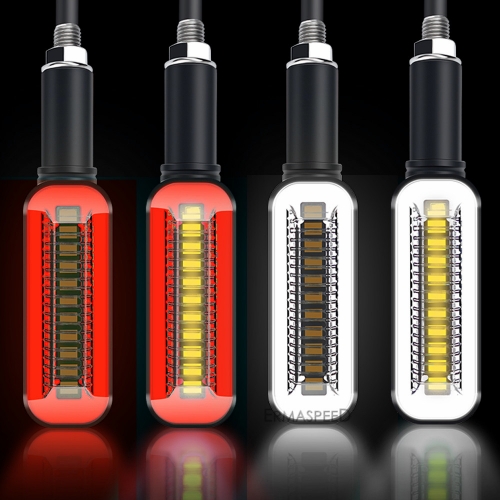 Motorcycle Flowing Water Turn Signal Light LED Running Light With White DRL Indicator Stop Brake Lamp Motocross Flasher Blinker