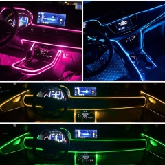 Interior Car LED Strip Lights, 6 in 1 Multicolor RGB Car Neon Ambient Lighting Kits with 315 inches Fiber Optic, 16 Million Colors Sound Active Function and Wireless Bluetooth APP Control(test))
