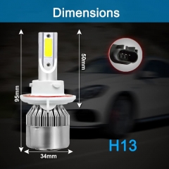 H13/9008 LED Headlight Bulbs Conversion Kit All In One - C6 Series Adjustable Beam Light Bulb 36W 7600LM 6500K Cool White Headlight Conversion Kits