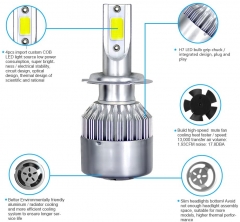 H7 LED Headlight Bulbs Conversion Kit All In One - C6 Series Adjustable Beam Light Bulb 36W 7600LM 6500K Cool White Headlight Conversion Kits