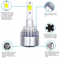 880/881/H27 LED Headlight Bulbs Conversion Kit All In One - C6 Series Adjustable Beam Light Bulb 36W 7600LM 6500K Cool White Headlight Conversion Kits