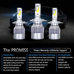 H4/HB2/9003 LED Headlight Bulbs Conversion Kit All In One - C6 Series Adjustable Beam Light Bulb 36W 7600LM 6500K Cool White Headlight Conversion Kits
