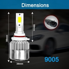 9005/HB3/H10 LED Headlight Bulbs Conversion Kit All In One - C6 Series Adjustable Beam Light Bulb 36W 7600LM 6500K Cool White Headlight Conversion Kits