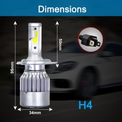H4/HB2/9003 LED Headlight Bulbs Conversion Kit All In One - C6 Series Adjustable Beam Light Bulb 36W 7600LM 6500K Cool White Headlight Conversion Kits