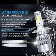 H4/HB2/9003 LED Headlight Bulbs Conversion Kit All In One - C6 Series Adjustable Beam Light Bulb 36W 7600LM 6500K Cool White Headlight Conversion Kits