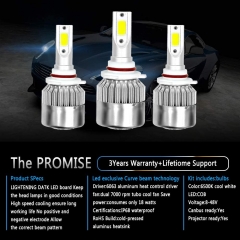 9005/HB3/H10 LED Headlight Bulbs Conversion Kit All In One - C6 Series Adjustable Beam Light Bulb 36W 7600LM 6500K Cool White Headlight Conversion Kits